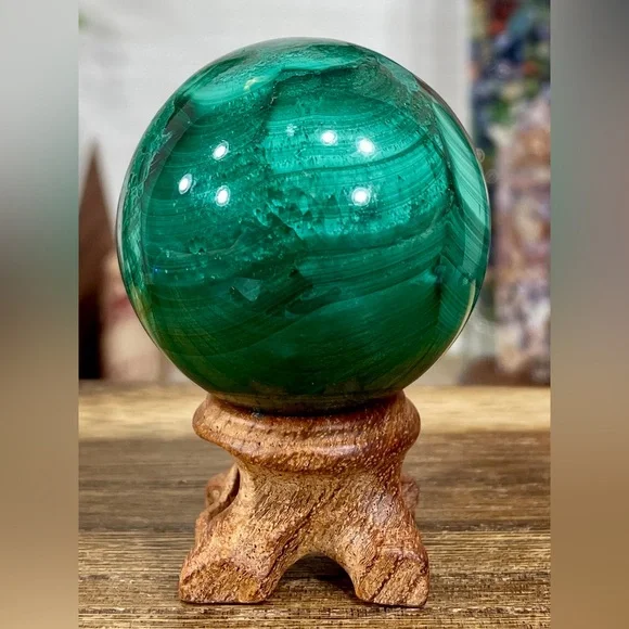 2155 Malachite Crystal Sphere - Picture 3 of 11